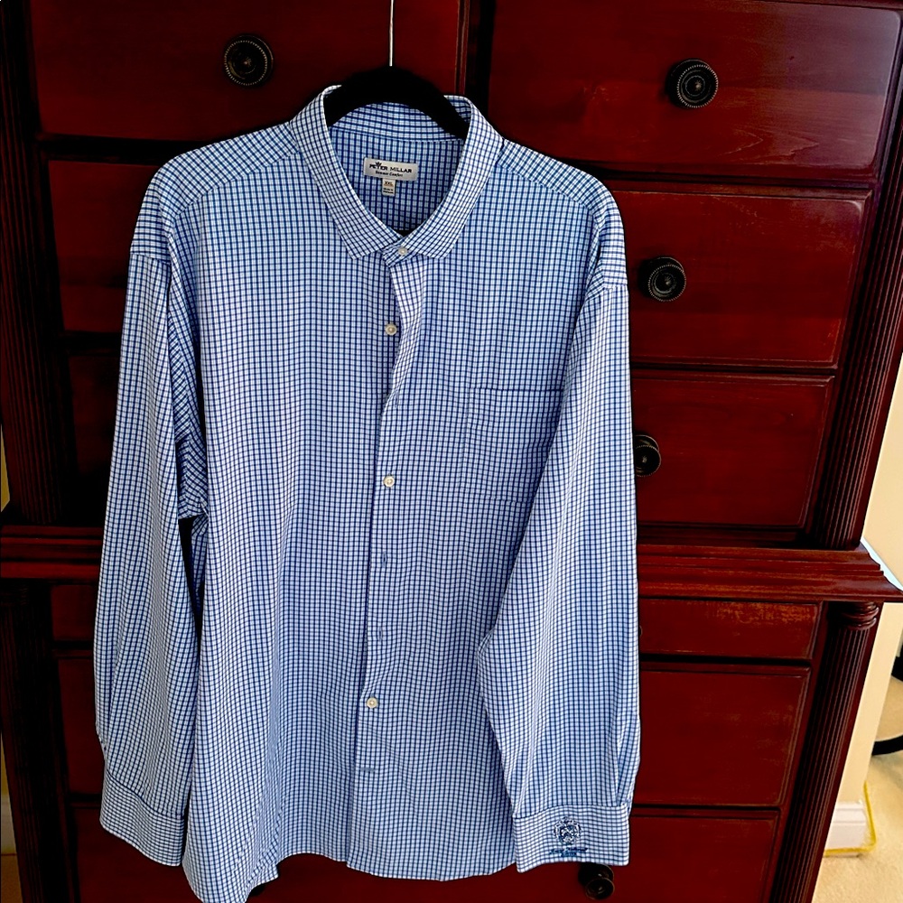 Trump National Jupiter Peter Millar Summer Comfort Long Sleeve shirt  XXL Blue